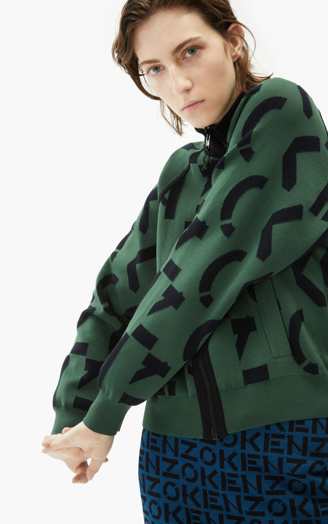 Chaquetas Deportivas Kenzo monogram Mujer Verde Oscuro ODL920481